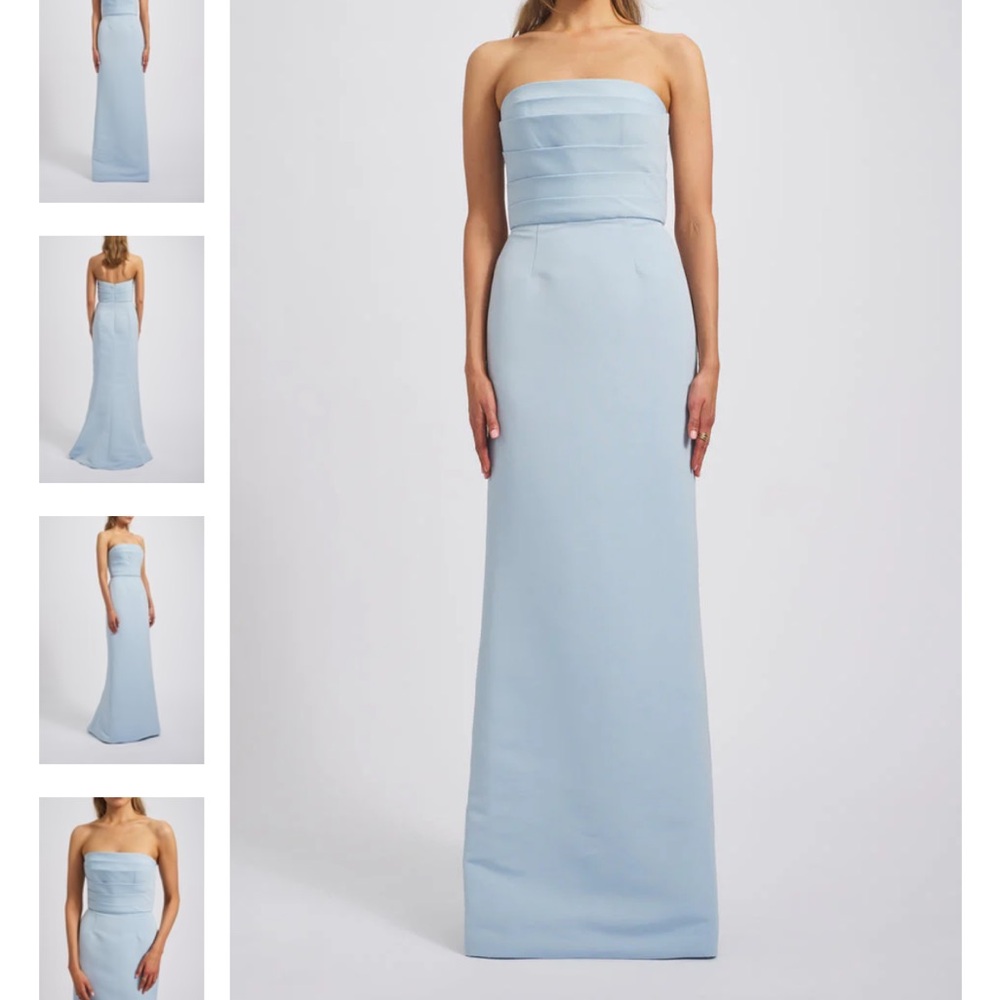 Elegant Strapless Light Blue Evening Gown